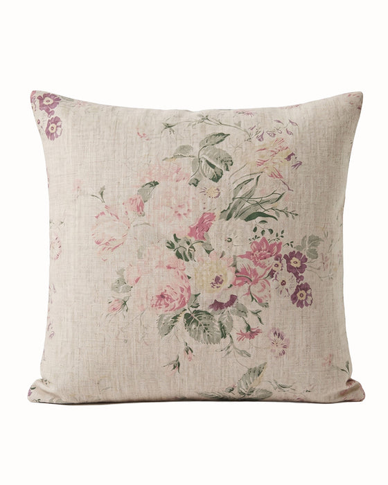 Floral patterned pillow on a white background