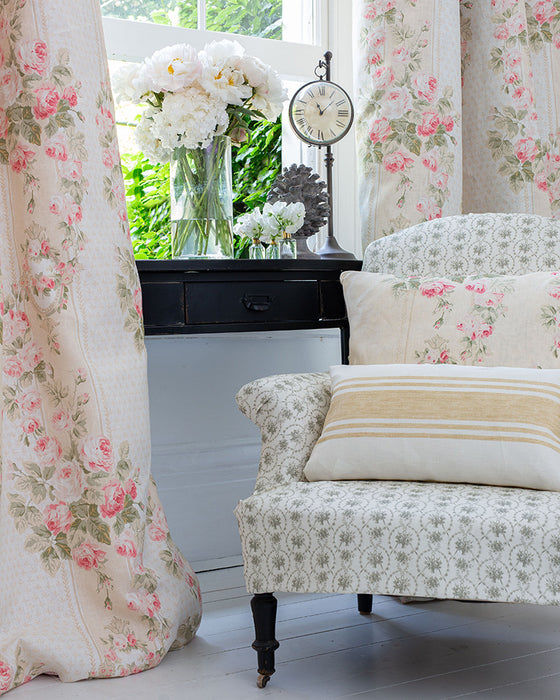 Ella Rose Ivory on White Linen