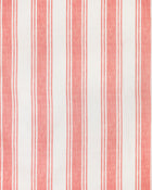 Faded Stripe Raspberry on White Linen