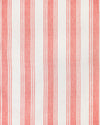 A fabric with a red and white striped pattern on a linen texture.