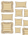 Set of decorative pillows with striped pattern on a white background