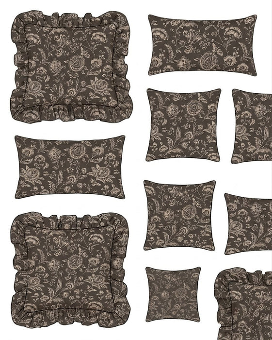 Set of decorative pillows with floral pattern on a white background