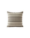 Striped pillow with brown and beige pattern on a white background