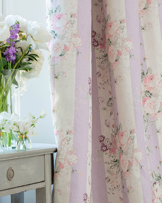 Lilac Stripe Constance on White Linen
