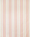 A fabric with a striped pattern featuring red and other colors on a white background.