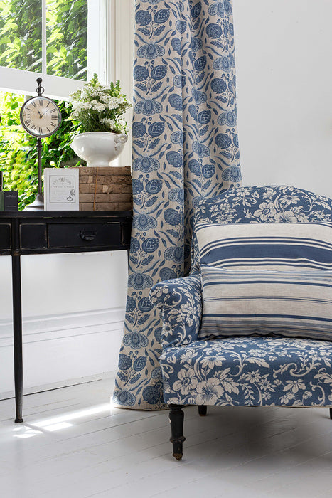 Martha Navy on Natural Linen