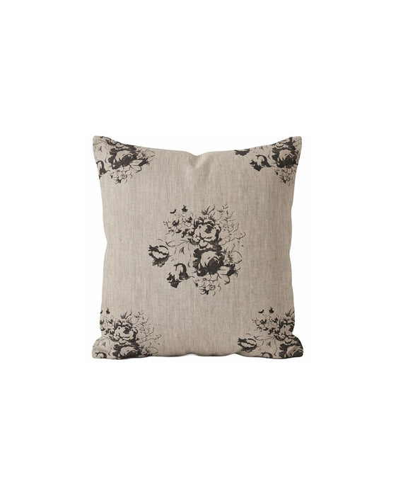 Cushion in Hatley Charcoal on Natural Linen