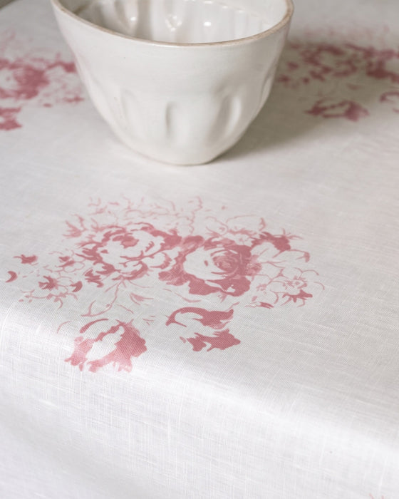 Hatley Pink on White Linen Oil Cloth