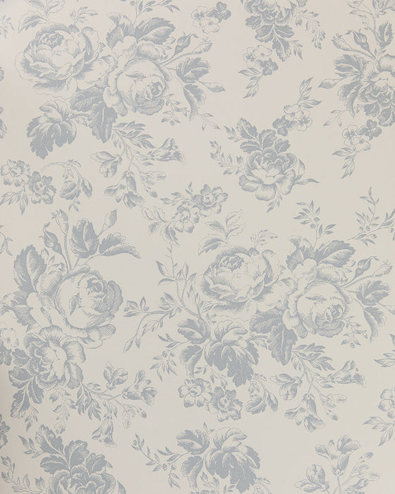 Paris Rose French Blue on Natural Wallpaper
