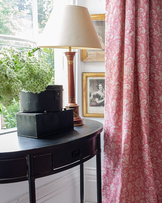 French Toile Raspberry on Natural Linen