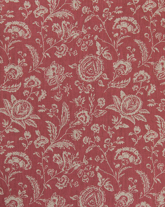 French Toile Raspberry on Natural Linen