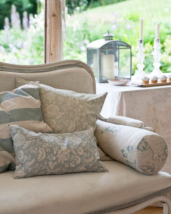 French Toile French Blue on Natural Linen