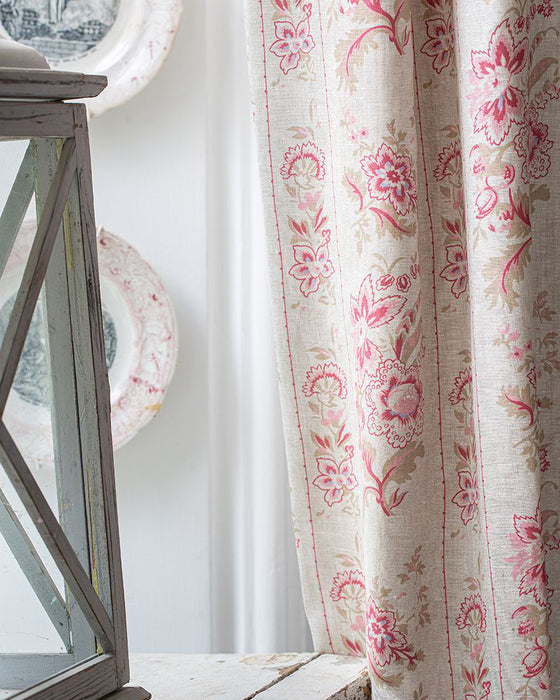 India Rose Ottoman on Natural Linen