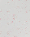 A close-up image of a fabric with a white background and a floral pattern in a small, faded pink color.