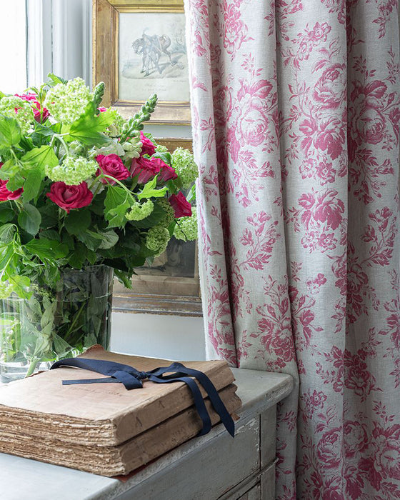 Paris Rose Raspberry on Natural Linen
