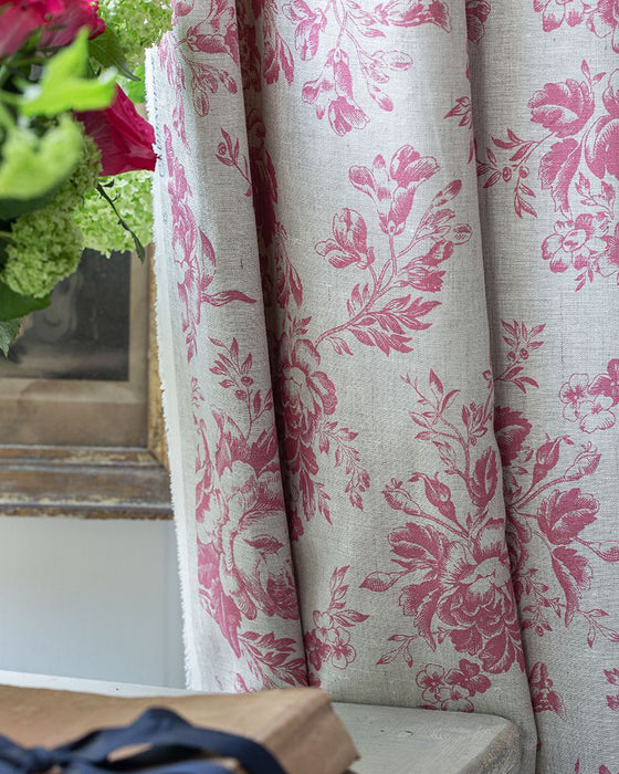 Paris Rose Raspberry on Natural Linen