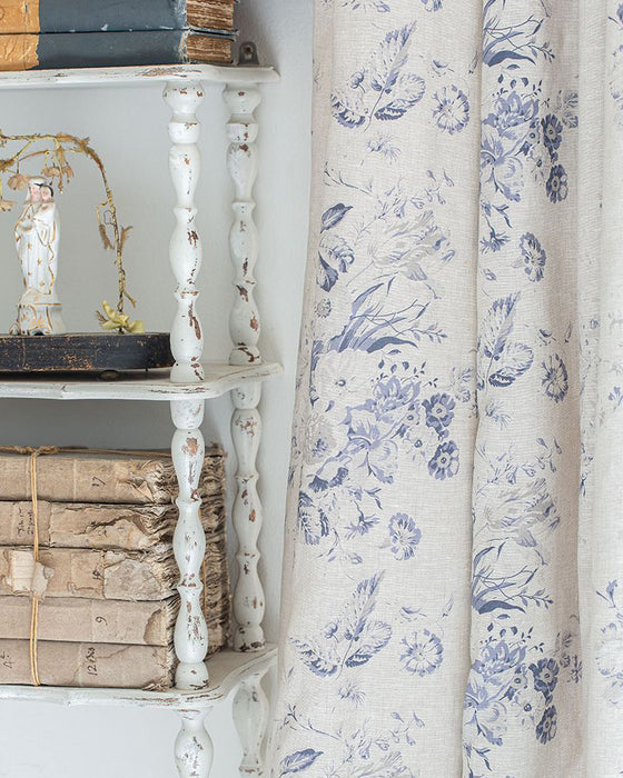 Constance Navy on Natural Linen