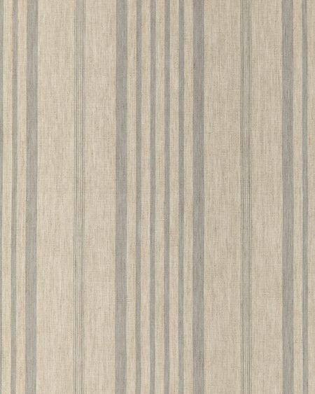 A fabric with natural linen color and French blue stripes.
