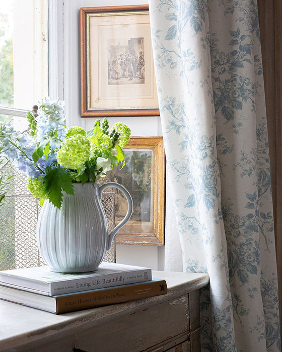 Alderney Blue on White Linen