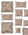 Set of decorative pillows with floral patterns on a white background