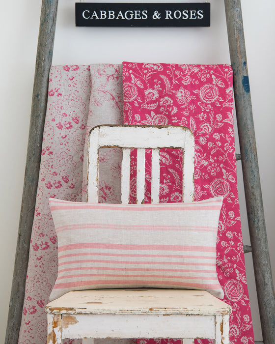 Jolly Stripe Pink on Natural Linen