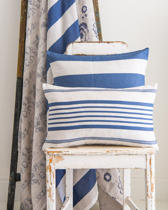 Jolly Stripe Navy on Natural Linen