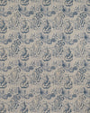 Patterned fabric with blue floral design on beige background