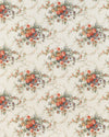Floral patterned fabric with a repeating design of flowers and leaves on a light background.