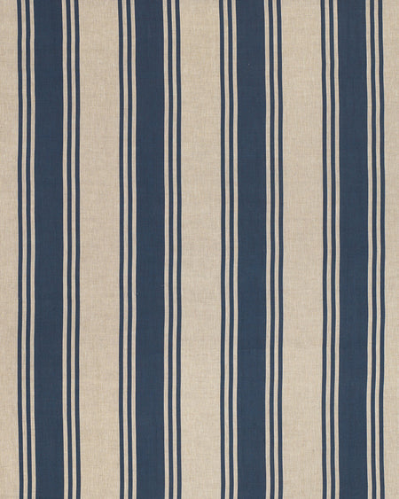 Fabric with blue and beige vertical stripes