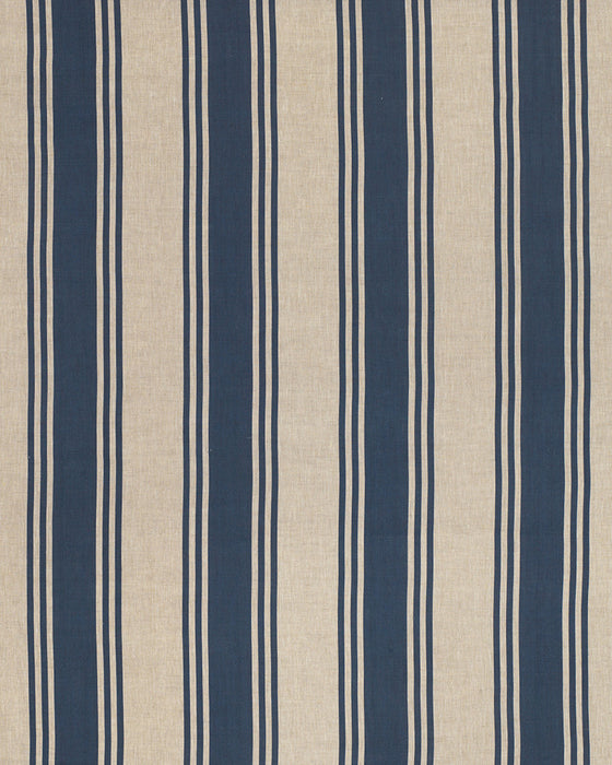 Fabric with blue and beige vertical stripes