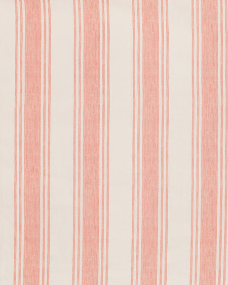 Fabric with pink and white vertical stripes on a plain background