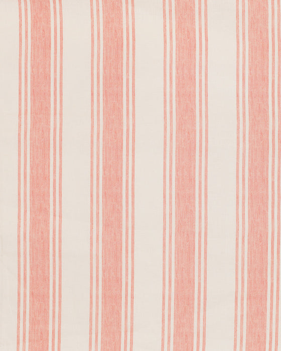Fabric with pink and white vertical stripes on a plain background