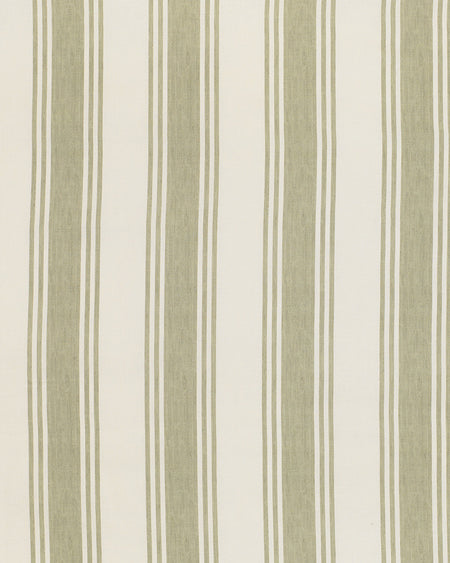 Striped fabric pattern with green and beige stripes on a white background
