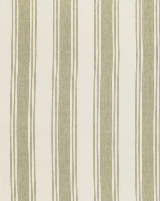 Striped fabric pattern with green and beige stripes on a white background