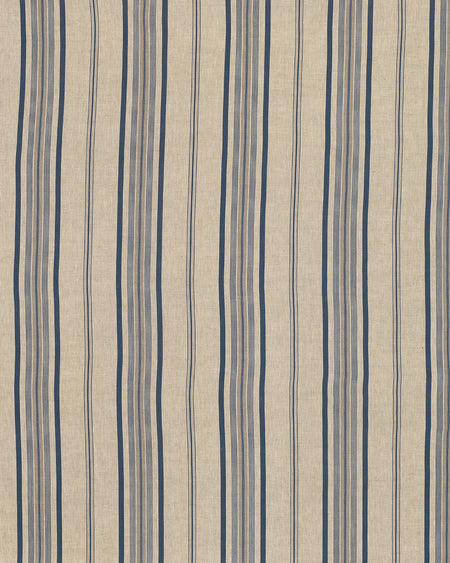 Textile with blue and beige stripes on a plain background
