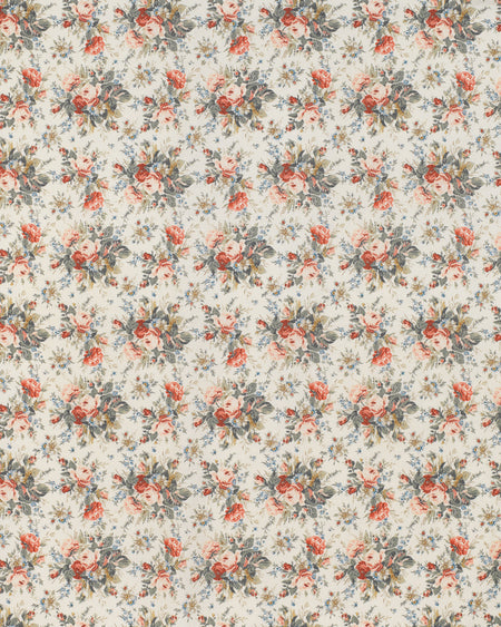 Floral patterned fabric with small flowers on a light background